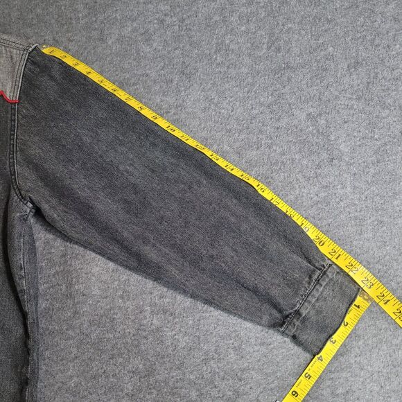 Vintage LA Blues Black Denim w/ Flames Applique Long Sleeve Shirt Size Medium - Picture 5 of 10